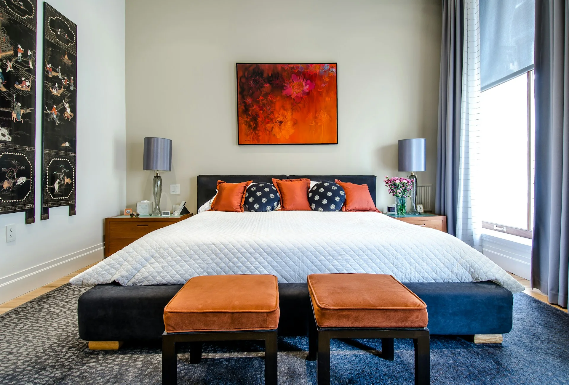 Elegant wallpaper installation in a Fremont home by Dream Wall Creations