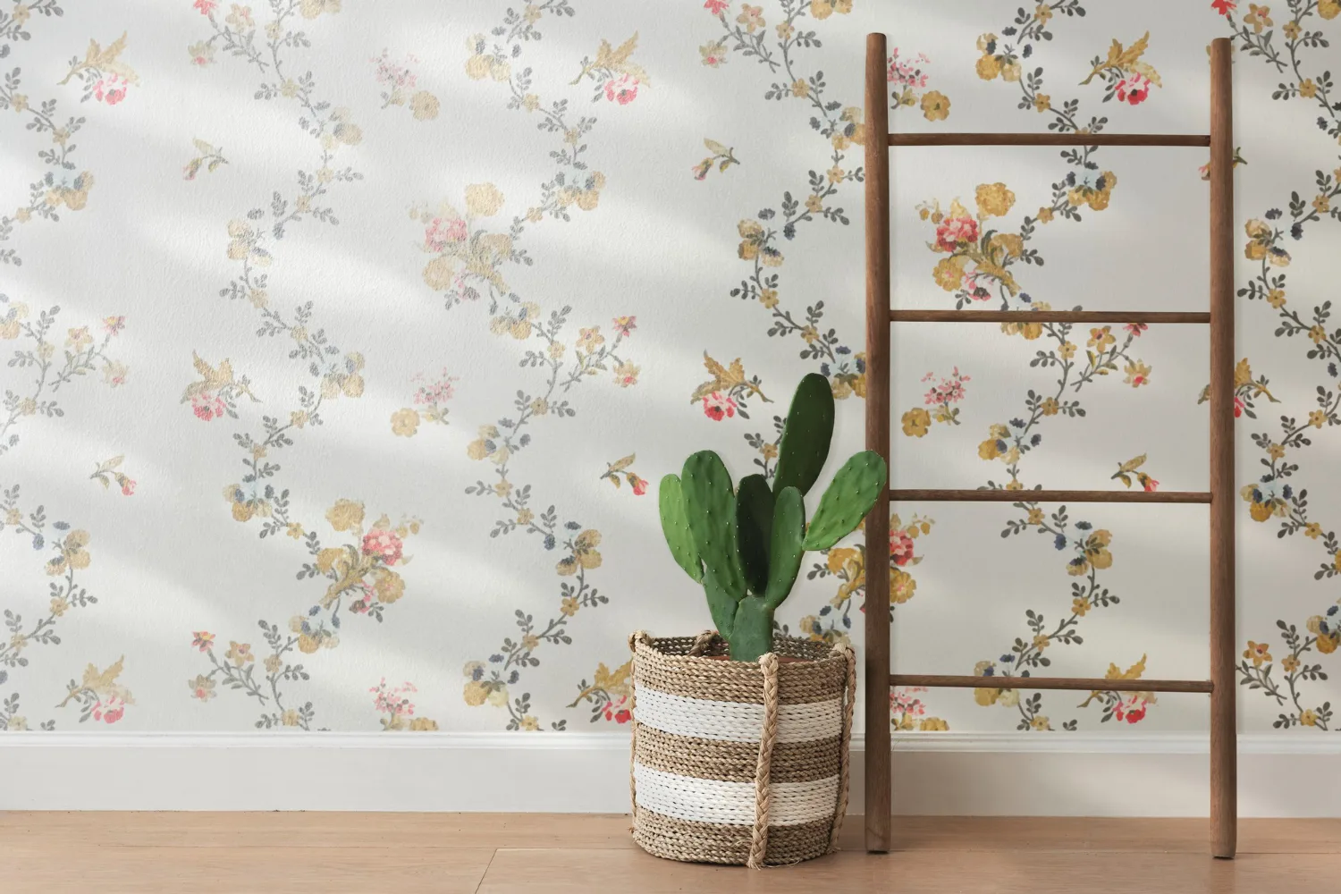 Floral wallpaper design in San Leandro residence